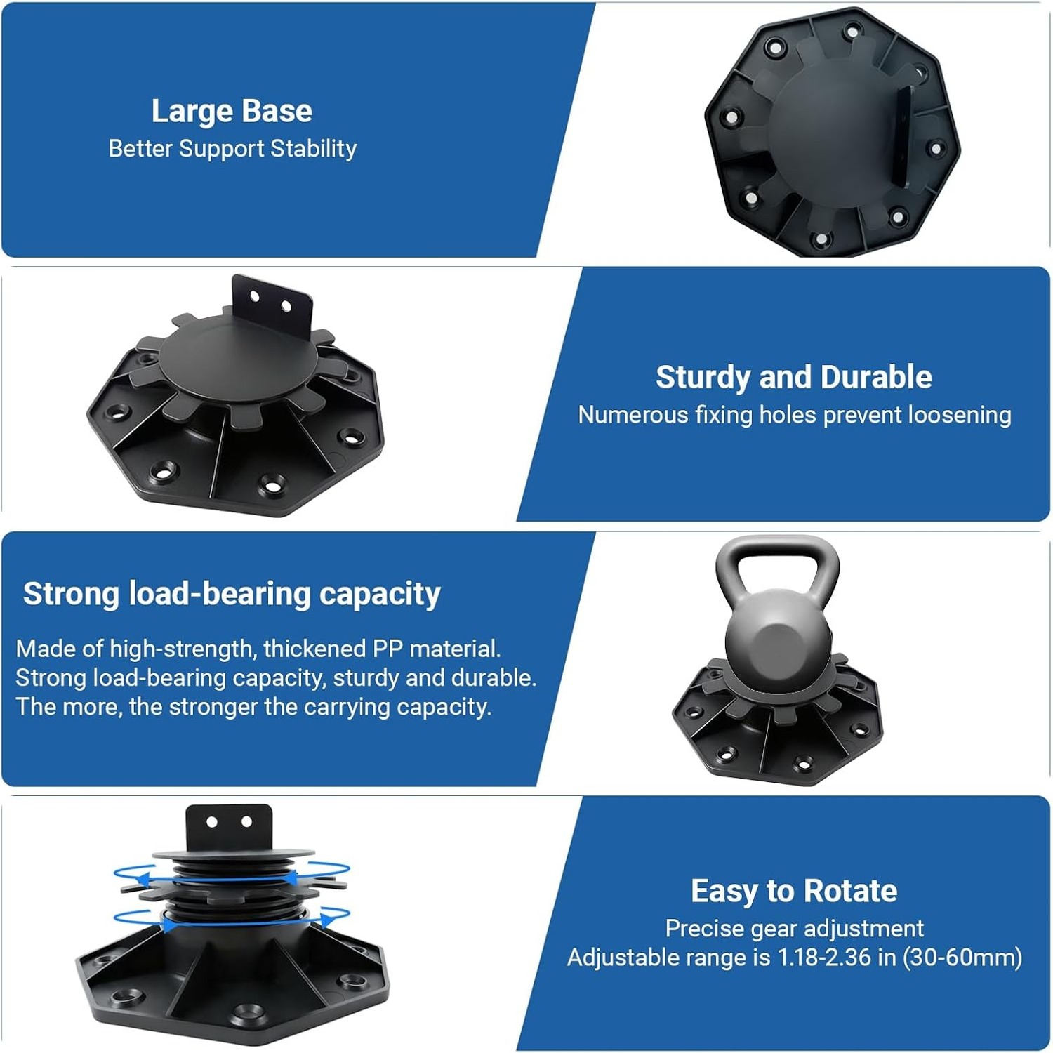 Adjustable Deck Pedestals 12 Pack (30-60mm), detail view